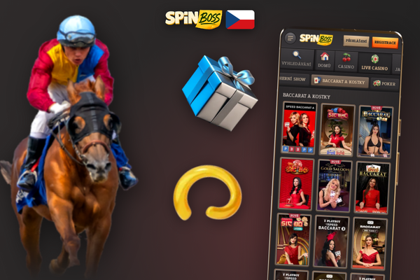Přehledné rozhraní Spinboss Kasino app na iPhone s navigační lištou pro iOS uživatele